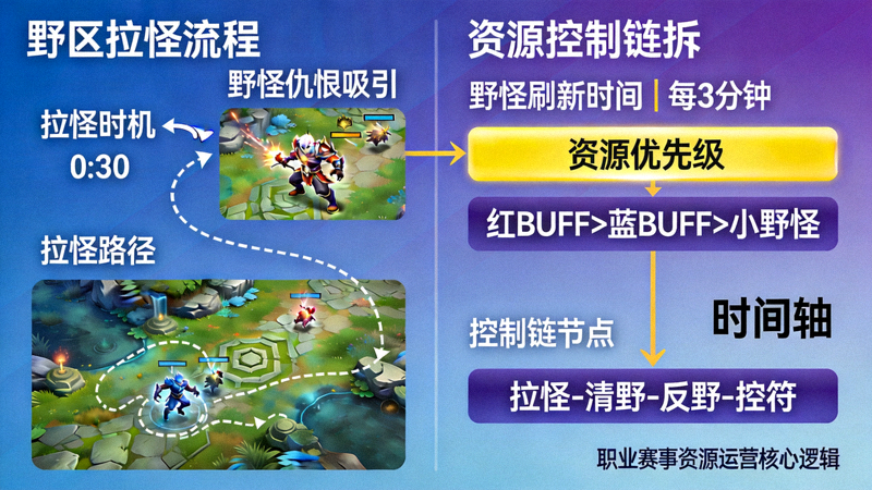 DOTA2职业赛事野区拉怪与资源控制链拆解画面