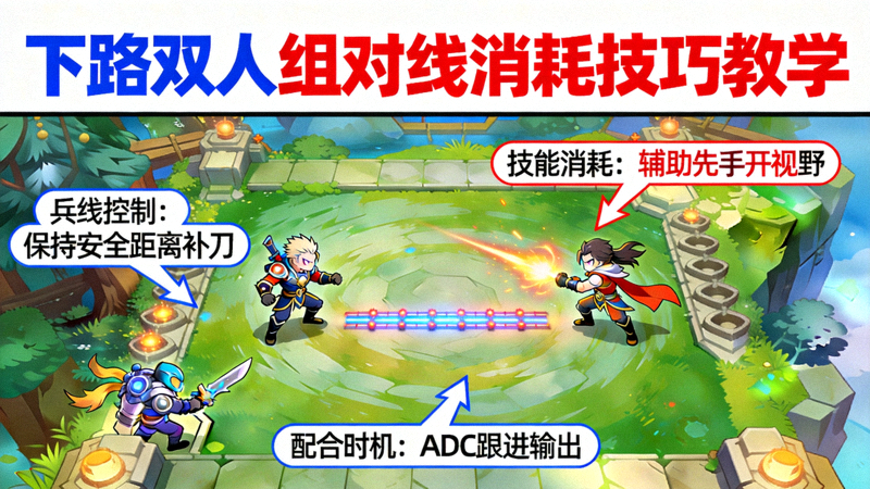 英雄联盟下路双人组对线消耗技巧教学画面
